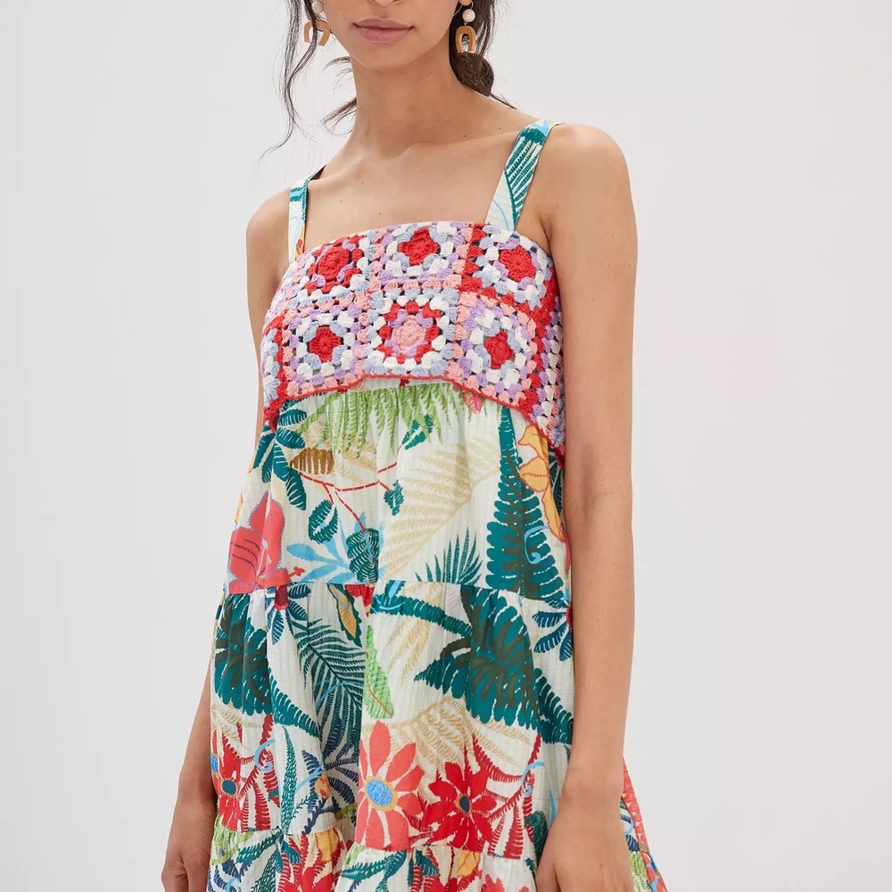 Anthropologie Farm Rio Crochet Mini Dress